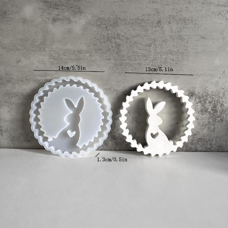 

Easter Heart Bunny Wreath Pendant Silicone Mold Wall Hanging Pendant Diy Plaster Decoration Crafts Jewelry Casting Accessories A1