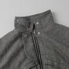 Women Loose Stand Collar Zipper Pocket Herringbone Long Sleeve Jacket Coat
