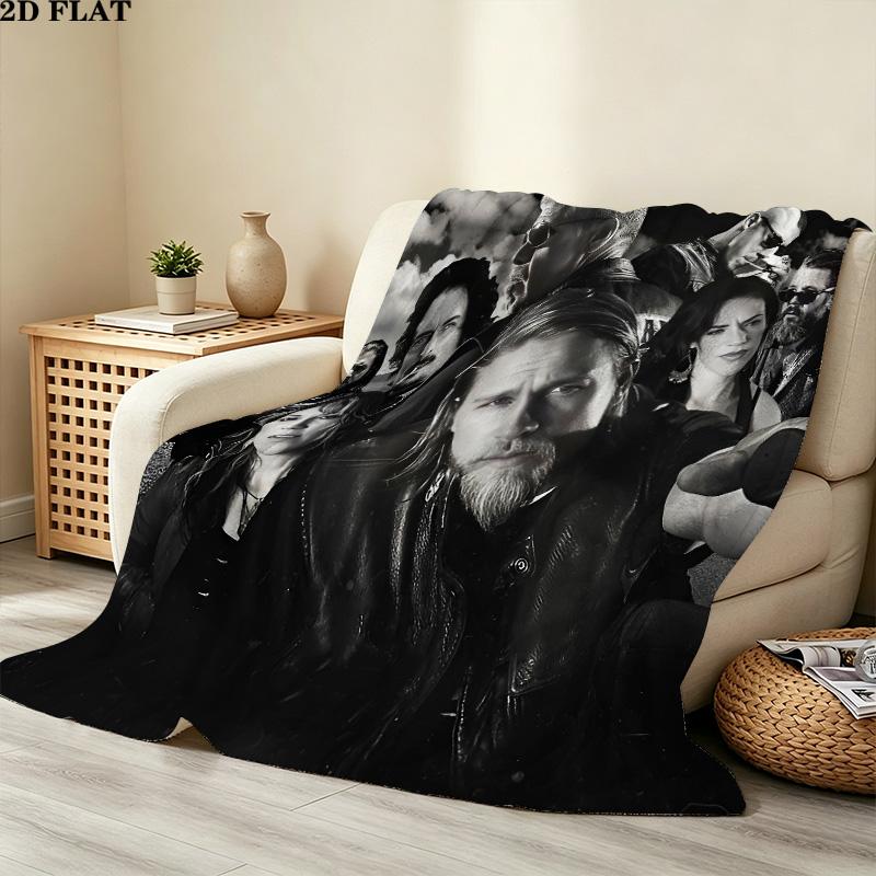 1PC Charles Matthewsons Anarchy Patterned Flannel Blanket Suitable For All Seasons For Home Decor Warmth And Comfort Gifts Holiday Present