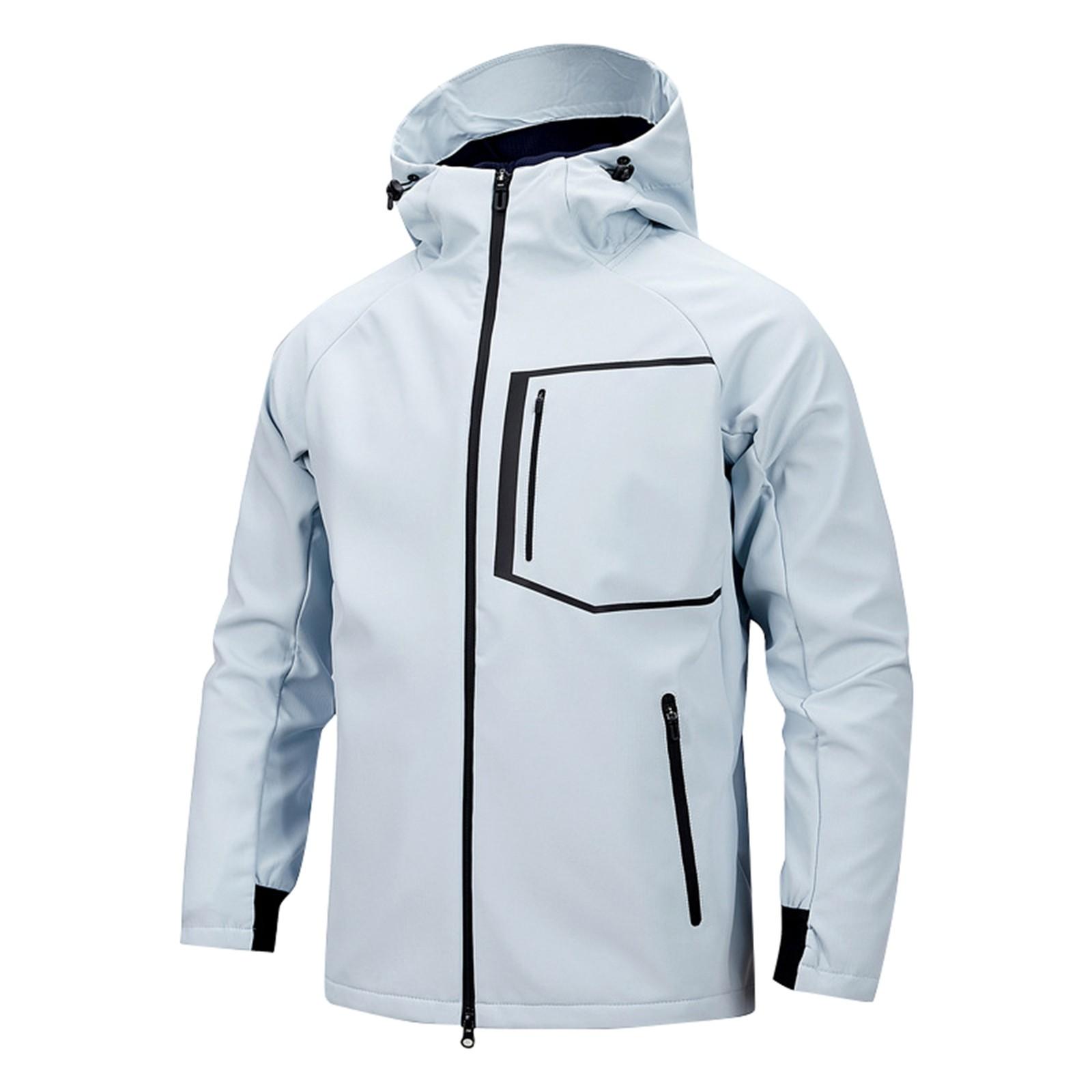 

Мужская зимняя однотонная деловая куртка с капюшоном, мужская ветровка XXL синий