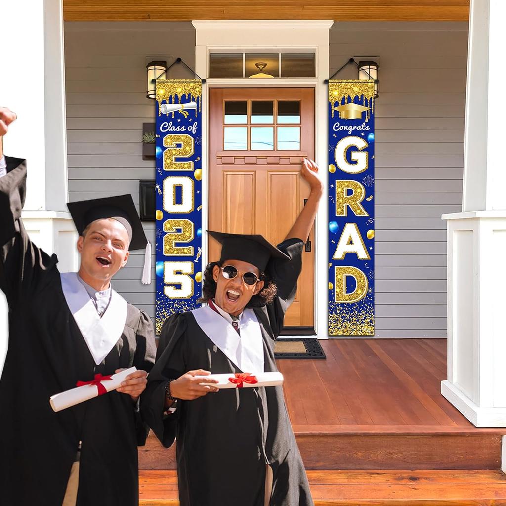 2025 Graduation Party Decorations - Congrats Grad Banner Class of 2025 Congrats GRAD Porch Sign Banner for High School and College Graduation
