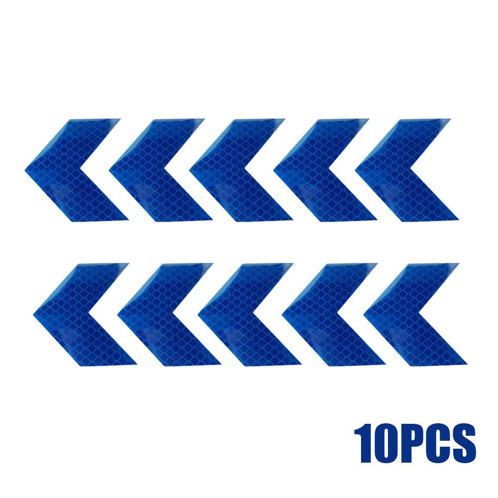10Pcs Car Sticker Reflective Arrow Sign Tape Warning Safety Sticker for Car Bumper Trunk Reflector Hazard Tape Car Accessories