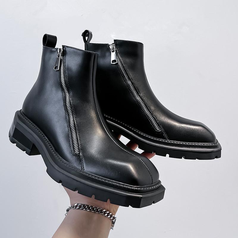 Fashion Boots Men Shoes high top zips Casual Shoes outdoor fashion Classics Ankle Boots High Slip on Office work shoes men sneakers