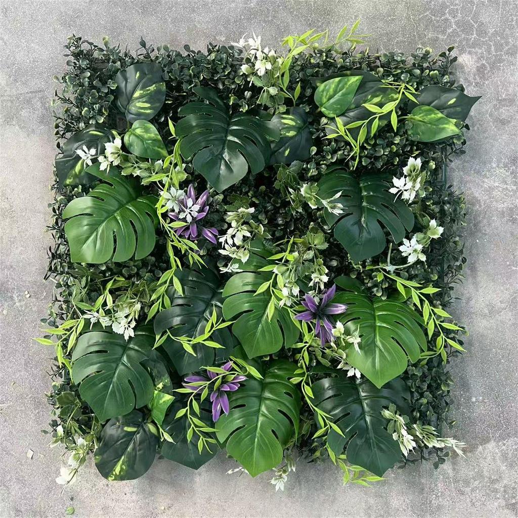 50×50cm Artificial Green Plant Wall - Plastic Vertical Garden, Fake Flower Wall, Synthetic Turf Background