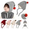 Adjustable Tie Straps Baby Winter Hat Thick Warm Pom Pom Bonnet New Toddler Bonnet  Baby Boys