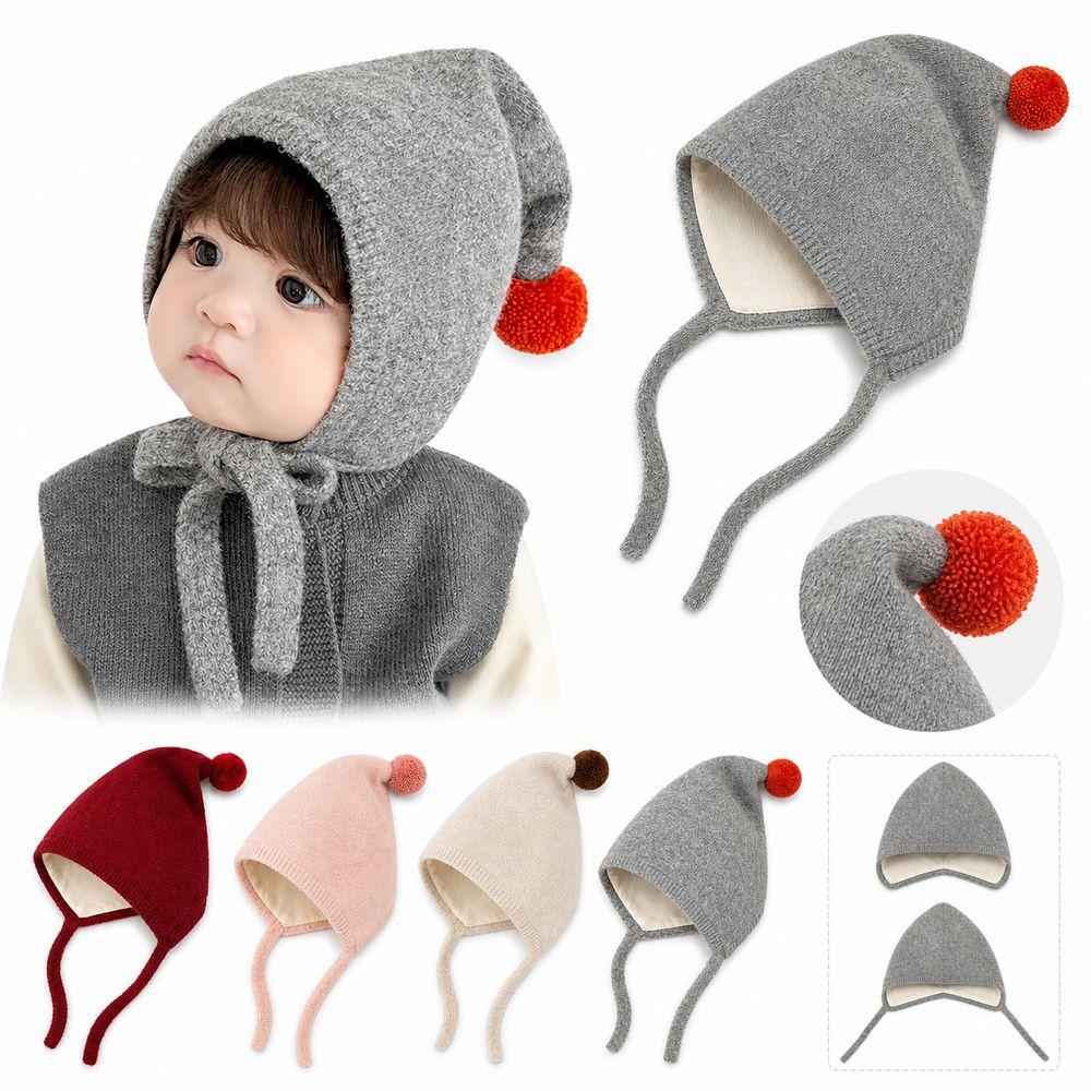 Adjustable Tie Straps Baby Winter Hat Thick Warm Pom Pom Bonnet New Toddler Bonnet  Baby Boys