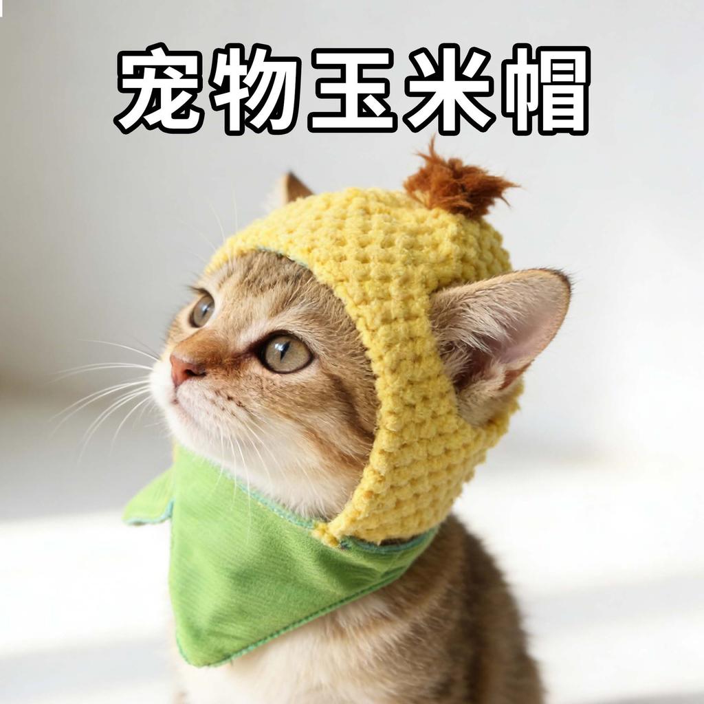Pet hat funny costume chicken leg headdress, apple hat, cat cute leaky ear hat