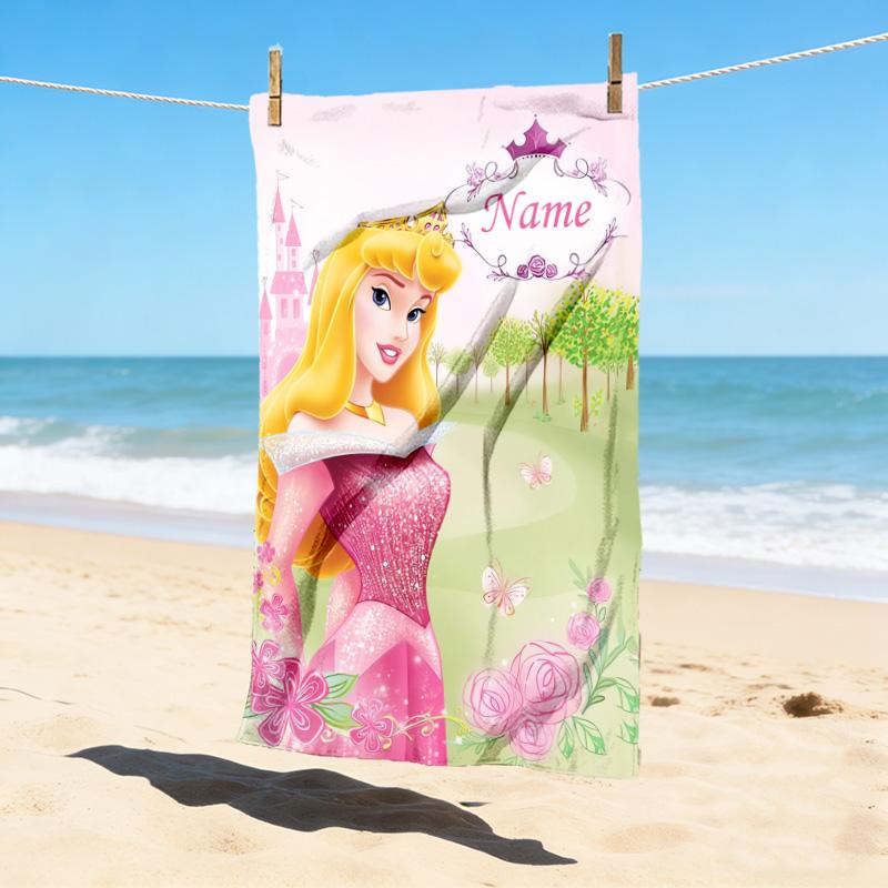 Custom Name Princess Garden Stylish Digital Printing Beach Towel Quick‑Drying Absorbent Blanket for Beach Pool Gym Travel