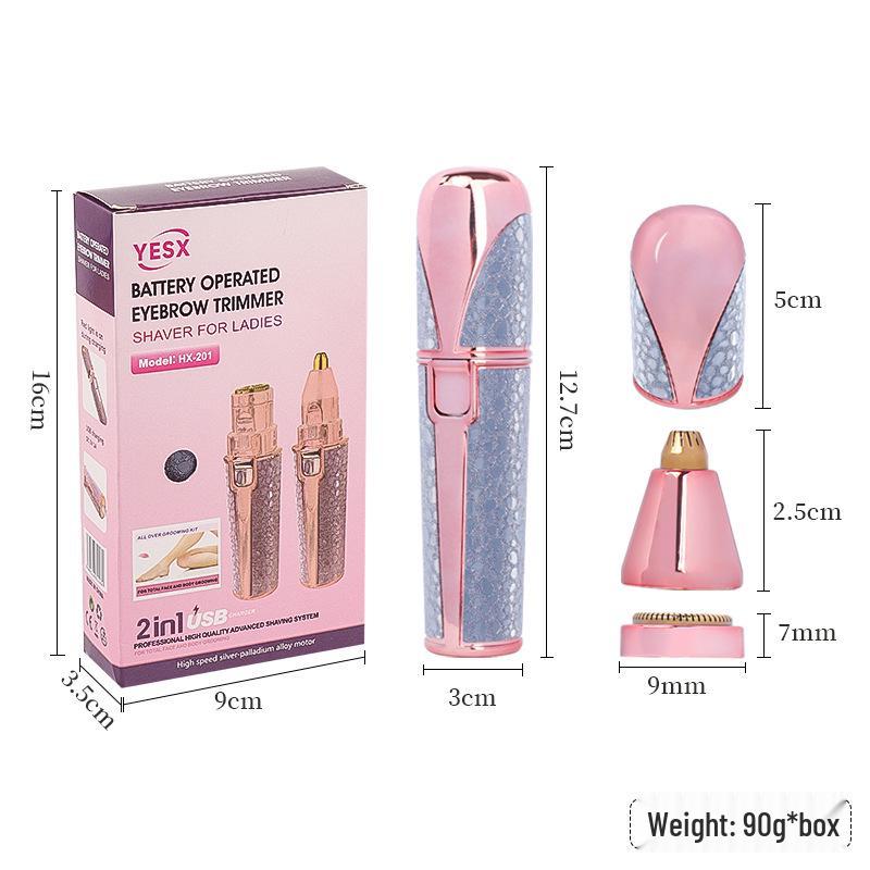 2-in-1 Electric Eyebrow and Hair Trimmer for Men & Women: Portable, Multifunctional Epilator and Shaver