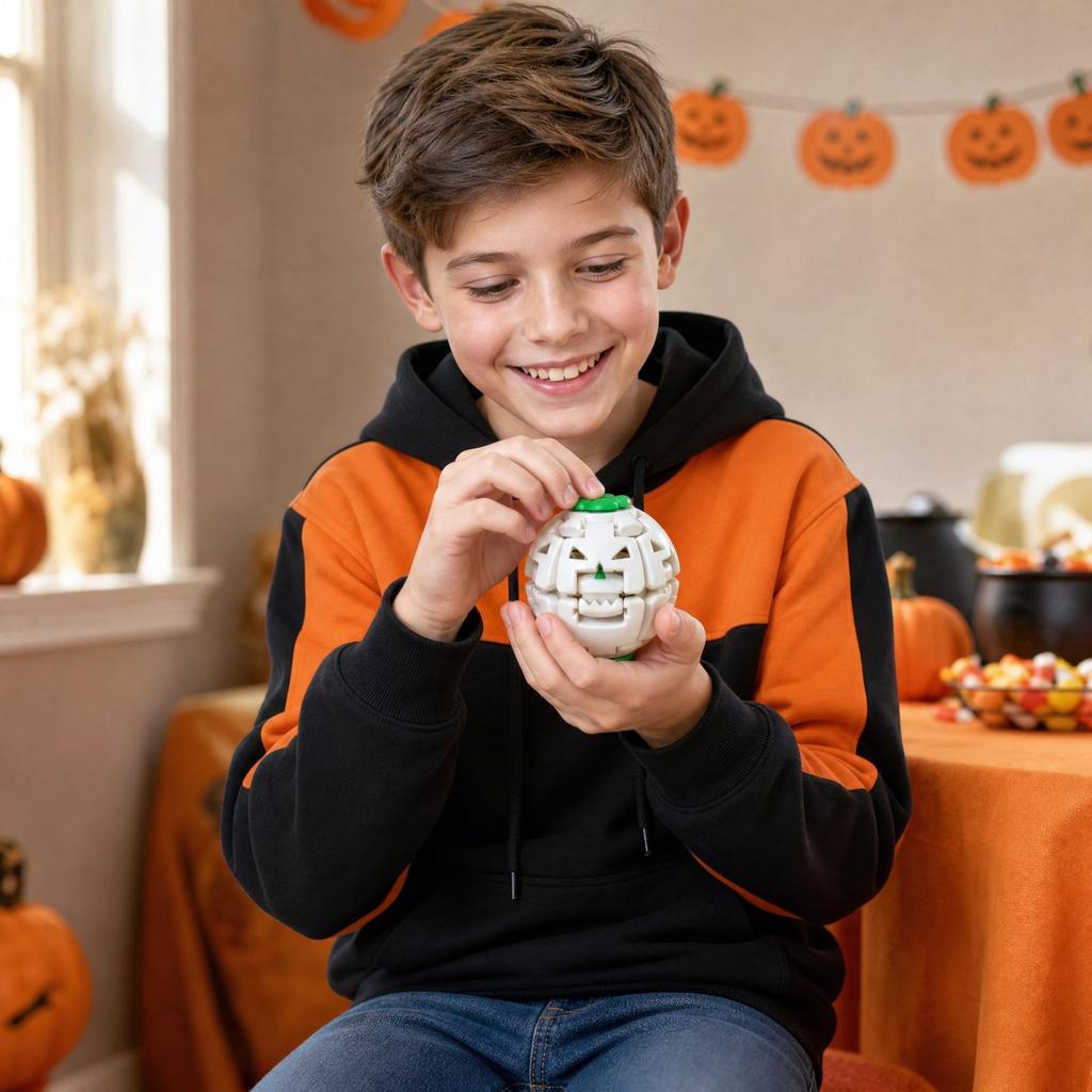 Halloween Pumpkin Press and Light-Up Ball, Glowing Toy