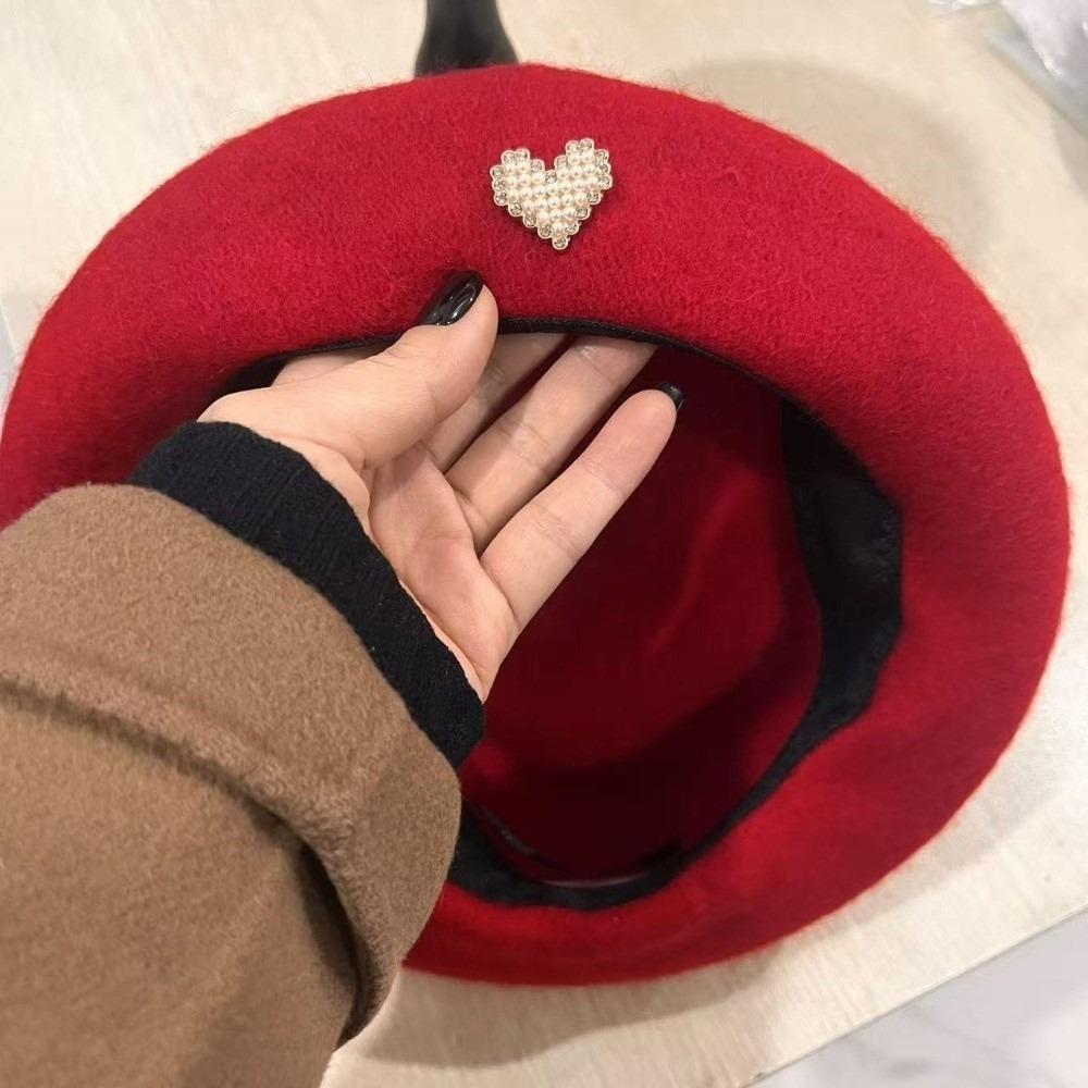 Retro Winter Wool Berets Hat Heart Shape Felt Berets Fashion French Artist Hat Lady