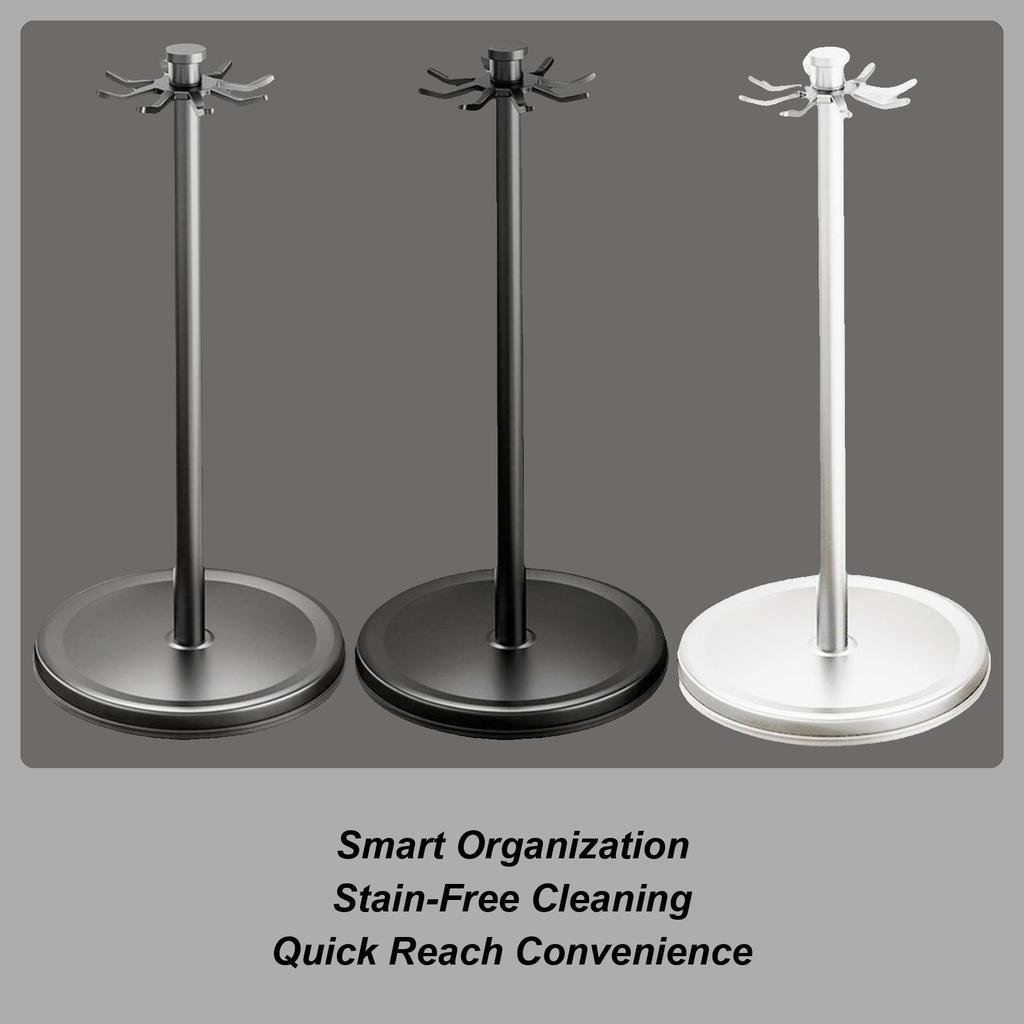 Aluminum Rotating Kitchen Utensil Storage Rack With 8 Hooks Spoon Organizer 360-degree Rotation Counter Kitchen Spatula Holder