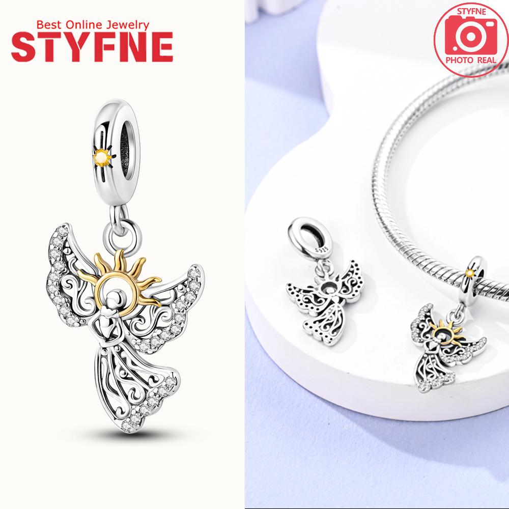 New Silver 925 Angel Sculpture Charms Heart Beads Fit Bracelet for Women Jewelry Party Beads DIY Fine Jewelry Gifts