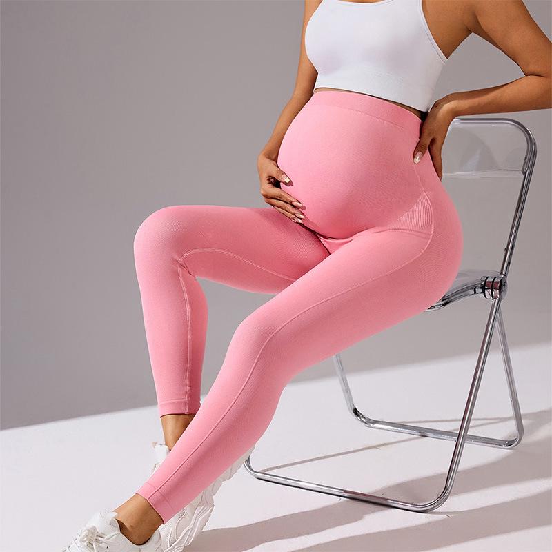 European & American High-Waist Maternity Yoga Pants: Seamless, Elastic, Butt-Lifting Sportswear