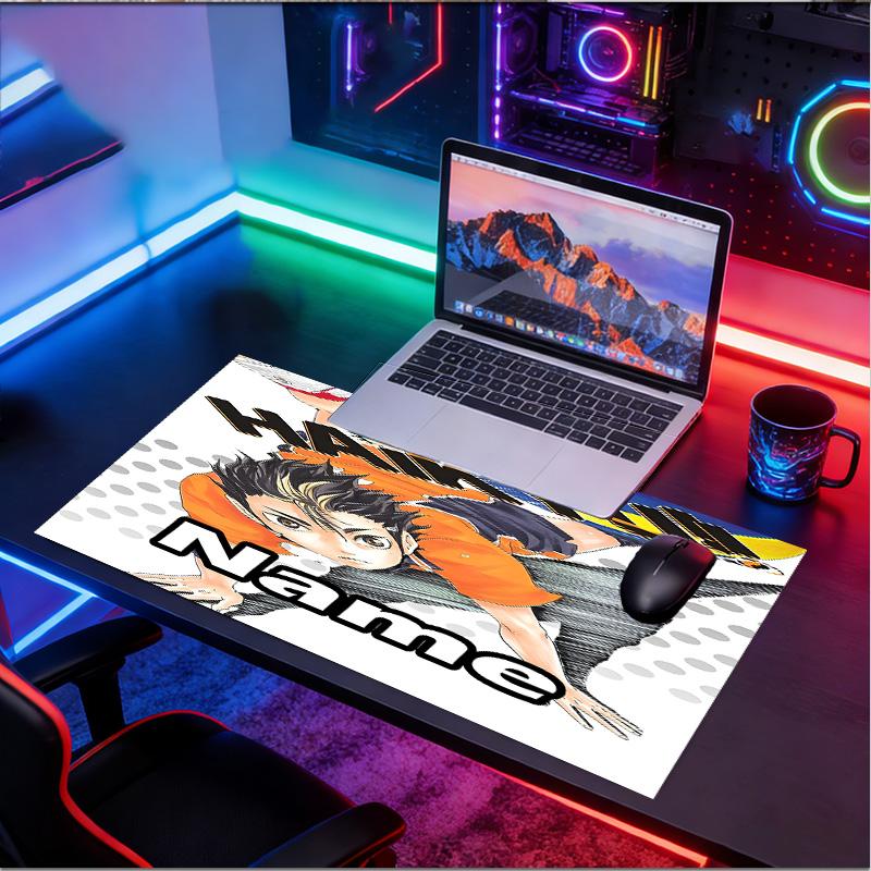 Custom Name Personalized Haikyu Pattern Mousepad, Laptop PC Desk Mat, Decorative Desk Mat for Home Keyboard Pad Gift