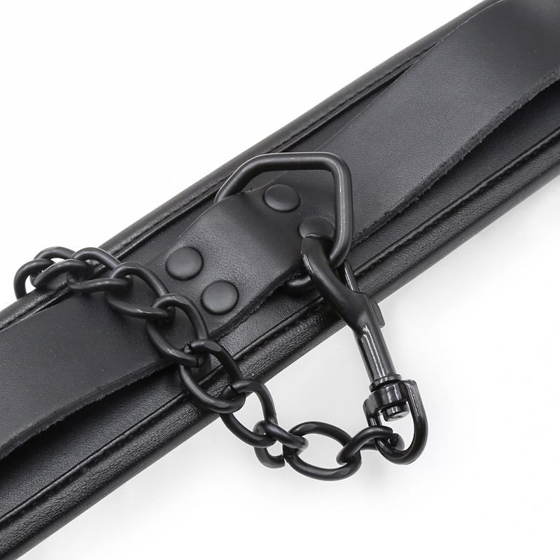 Ensemble Bdsm Bondage en Cuir Véritable Noir 3 pièces Contraintes Colliers Menottes de Cheville Menottes Pour Set de Bondage Sexuel Jouets Sexuels Pour Adultes
