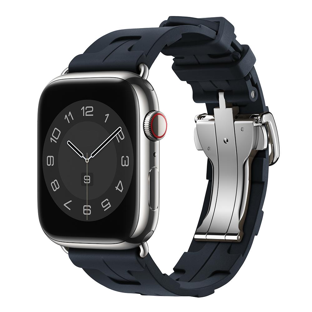 Original Soft Rubber Strap for Apple Watch Band 49mm 45mm 41mm 44mm 42mm 38mm Metal Buckle Bracelet for IWatch