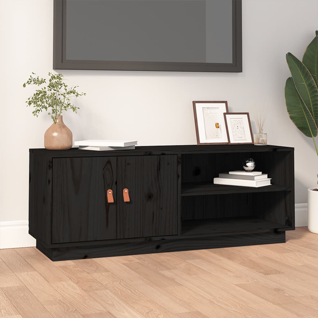Vidaxl TV Cabinet, Black, 105X34X40 Cm, Solid Pine Wood