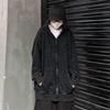 Gewaschene Distressed Hoodies Streetwear Damen Grunge Gothic Oversize Langarm Zip Up Hoodie Vintage Paar Cardigan