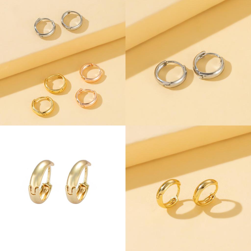 Fashionable Alloy Hoop Earrings Geometric Gold Silver Rose Gold For Stylish Women