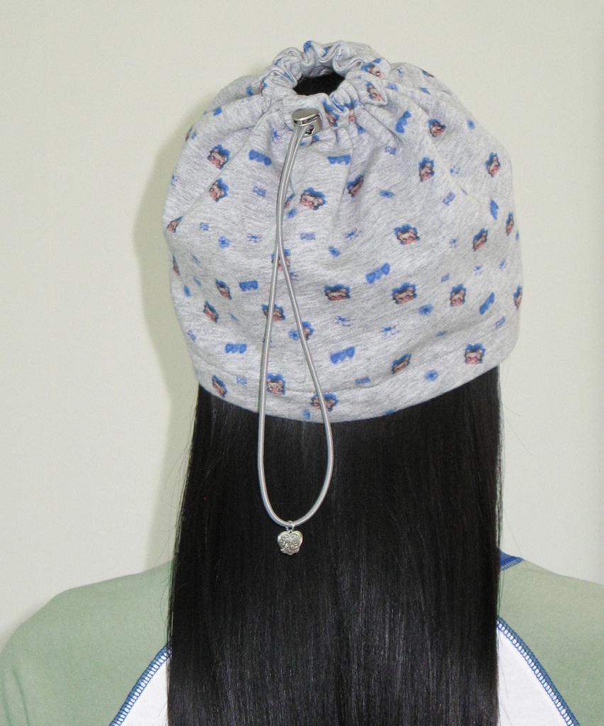RONRON Betty Boop Pattern String Beanie Gray