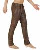 Casual Party Wear Biker Pant New Genuine Sheepskin Soft Real Men's Brown Handmade Leather