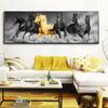 Modern Six Running Black and Gold Horse Animal Canvas Painting Posters and Prints Wall Picture for Living Room Decor No Frame