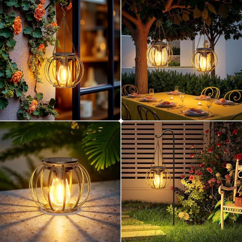 Solar Lanterns Outdoor Waterproof Hanging Solar Lights Upgraded Brighter Auto On/Off Lighting for Yard Patio Pathway Porch Garden Landscape Decoration