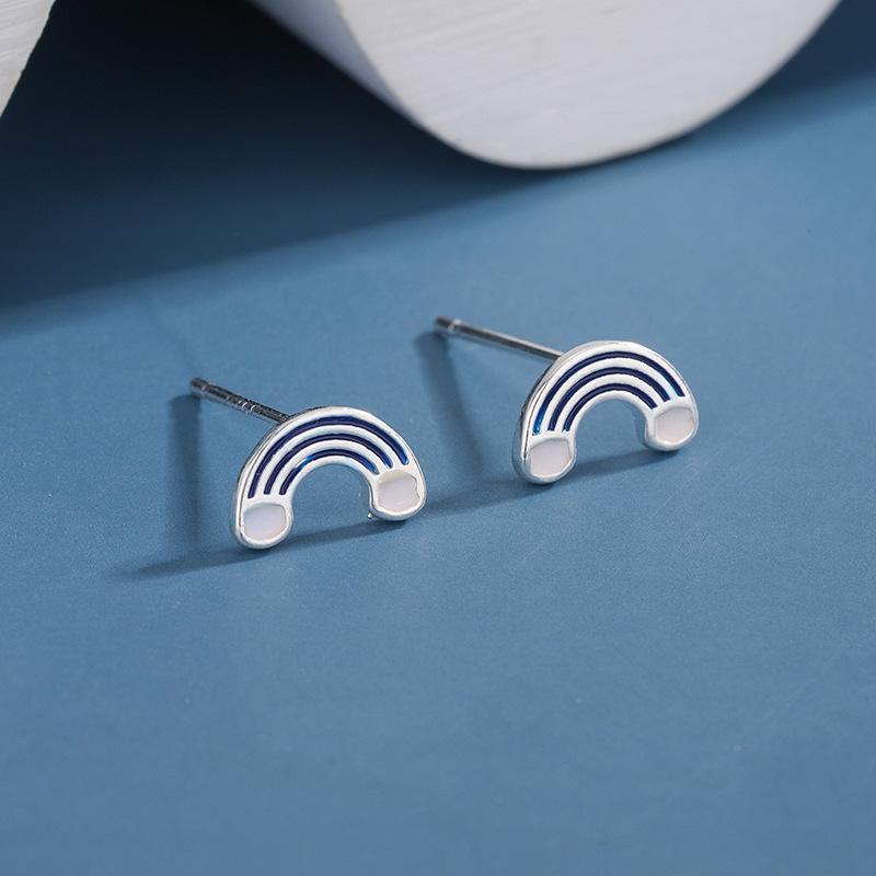 New Fashion Creative Rainbow Cloud 925 Sterling Silver Cute Girl Sweet Personality Earrings  E116