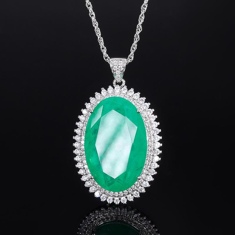 Jewelry Wind Simulation Color Treasure Pendant Big Dan Sweater Chain Necklace Main Stone 20 * 30