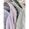 Blauer Kapuzenpullover Jacke Damen locker Oberteil Strickjacke roher Herbst, lässiger Look