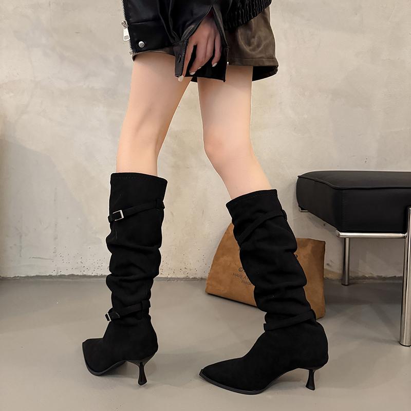 2025 NEW Versatile Boots Wear Soft Leather Velvet High Heel Over Knee Long Boots Women Spring and Autumn Soft Boot