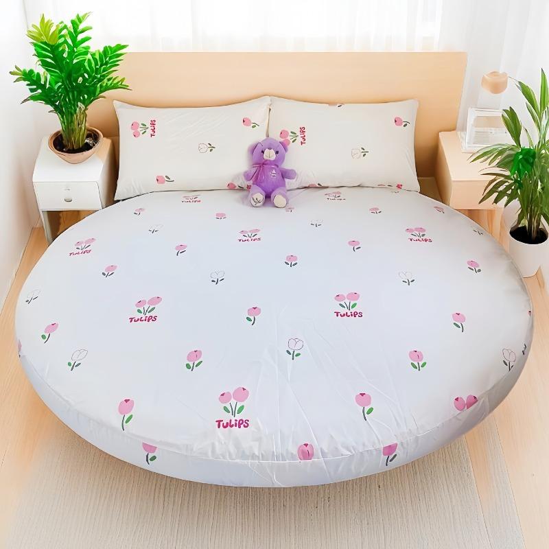 1PC Waterproof Round Cartoon Printed Bed Fitted Sheet with Elastic Single/Queen/King Mattress Cover (without Pillowcase)