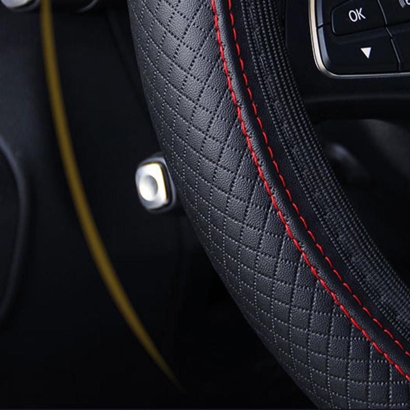 SEAMETAL 37-39CM Steering Wheel Cover Anti Slip Breathable Steering Cover Universal Microfiber Leather Steer Wheel Protector