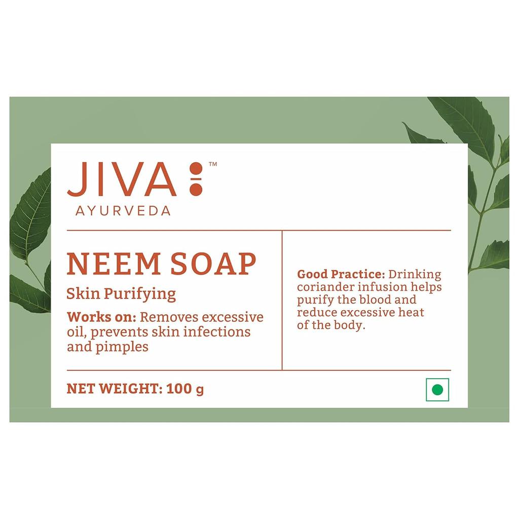 Jiva Ayurveda Neem Soap 100gm X Pack of 4 Deep Cleansing Anti Oil Acne Control Bath Bar