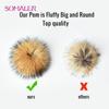 SOMALER Pompom de pele de guaxinim real Pompons de pele genuína para gorros, bolsas e acessórios