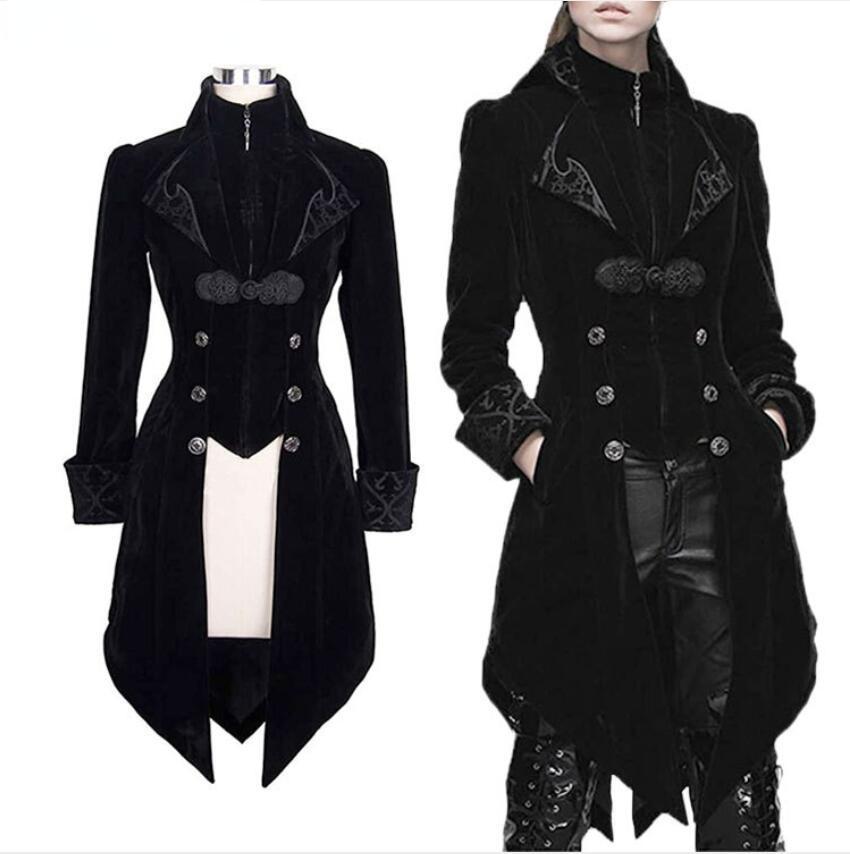 Steampunk Damen Herren Mittelalter Kleid Kostüm Stehkragen Frack Gotisch Vampir Cosplay Jacke Mäntel S-5XL