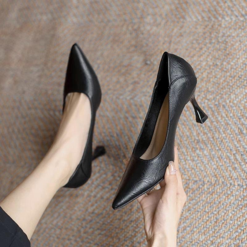 High Heels 2025 New Autumn Style Slim Heel Professional Pointed Single Shoes Black Shoes for Women