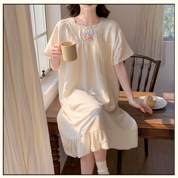 Women's Princess Style Cloud Cotton Nightgown with Bra Pads - Summer 2026 Collection