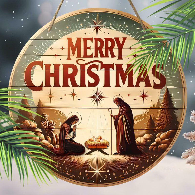 Holy Night Nativity Scene Pendant, Decoration of Home Walls or Doors, 2d Flat Wooden, Christmas Decoration, Gifts for Friends and Family