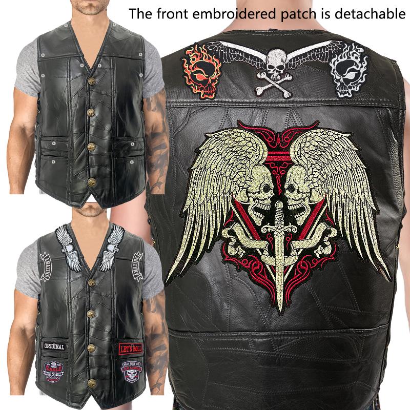 Trendy Men's And Denim Horse Oversized Embroidered Vest With Sleeveless Personalized Casual Camisole Braiding the thread 02-1