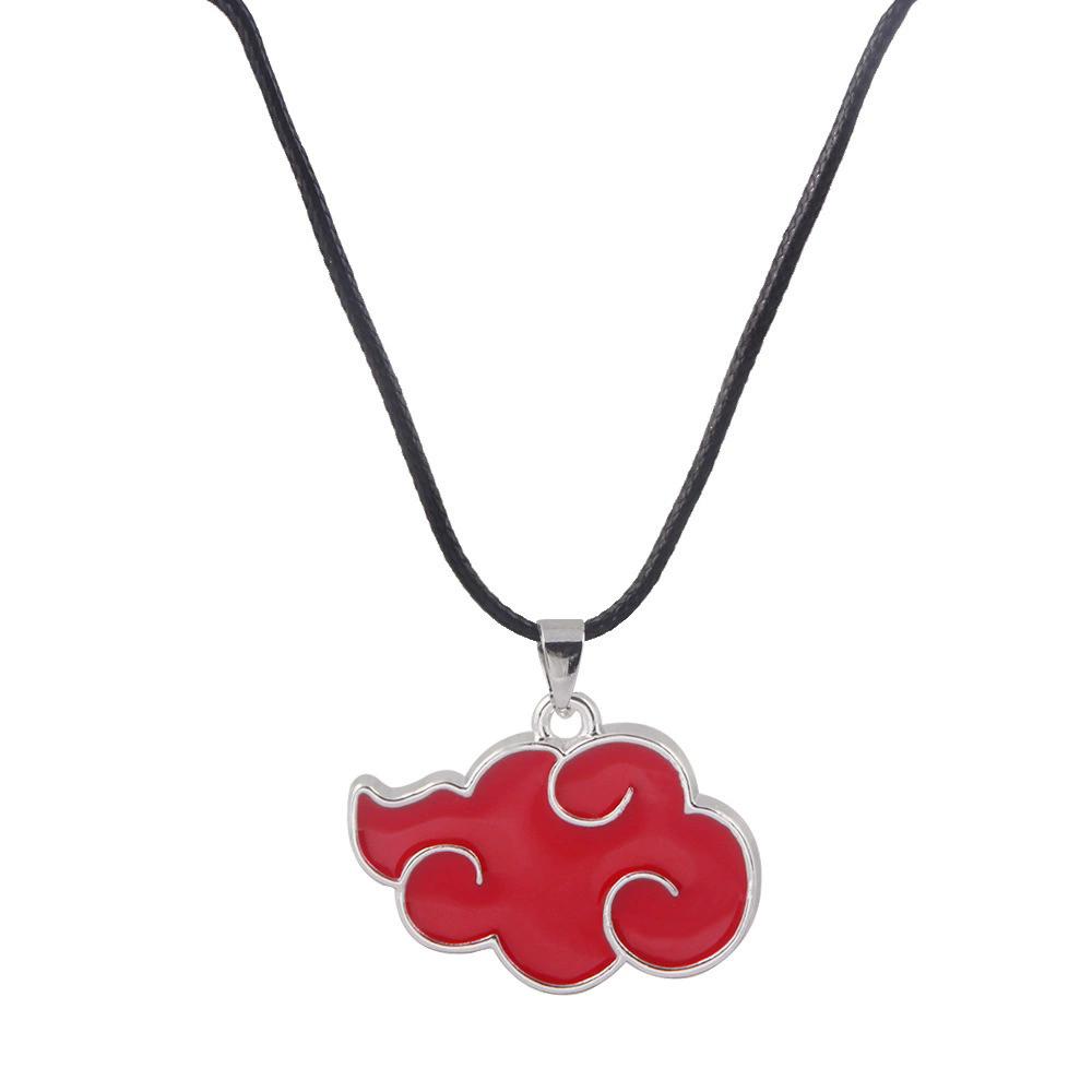 Japanese Anime Naruto Cosplay Akatsuki Organization Red Cloud Sign Metal Unisex Pendant Trendy jewelry Women Men Necklace