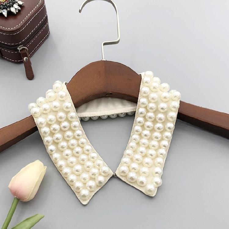 Elegant Pearls Beaded Bib Faux Collar Half Shirt for Women Lapel False Collar Detachable Collar Neckline Choker Necklace