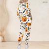 Women Plus Size V Neck Long Sleeve Scrub Set Fashion Afro Lady Art Text Print Nurse Uniform Set