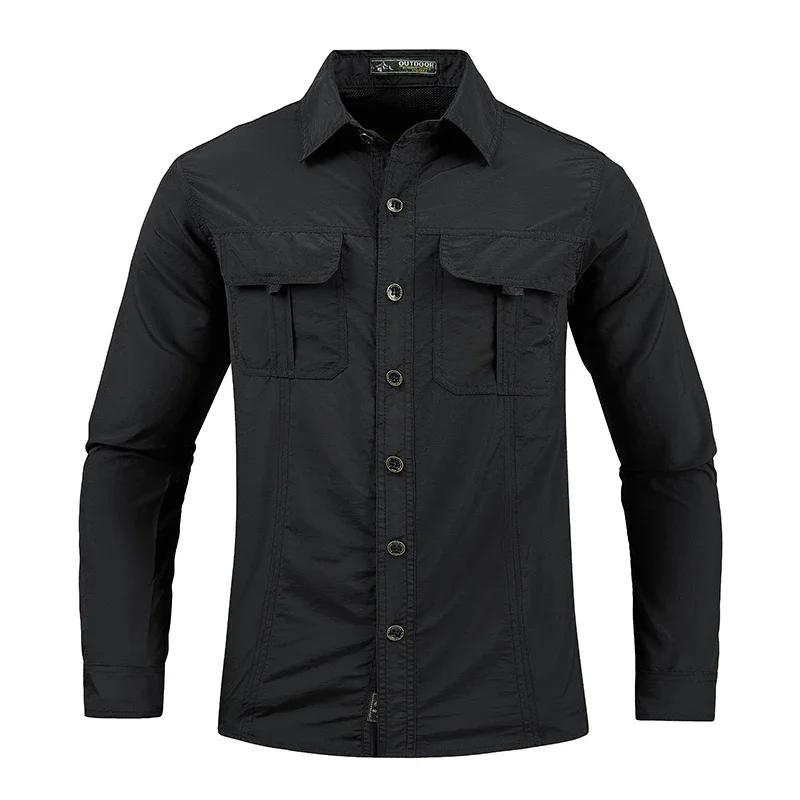 Lichtgewicht Ademend Werkshirt met Lange Mouwen Heren Outdoor Zonbescherming Multifunctioneel Casual Sport Wandelen Vissen Top