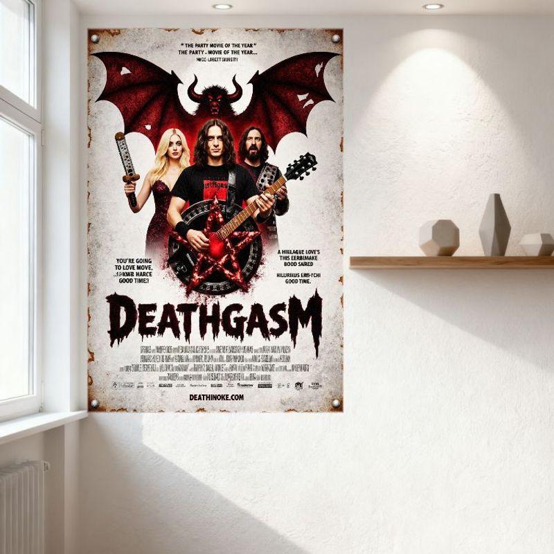 Deathgasm Vintage Distressed Movie Poster Metal Tin Sign Horror Comedy Wall Decor for Home Bar Man Cave Cafe Decoration