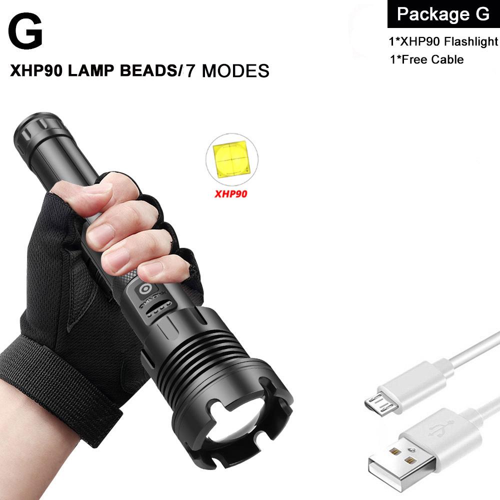 ZK20 Dropshipping USB Rechargeable XHP90 COB Powerful LED Flashlight Zoom Red Torch Light 18650 26650 Touch Switch Flashlights