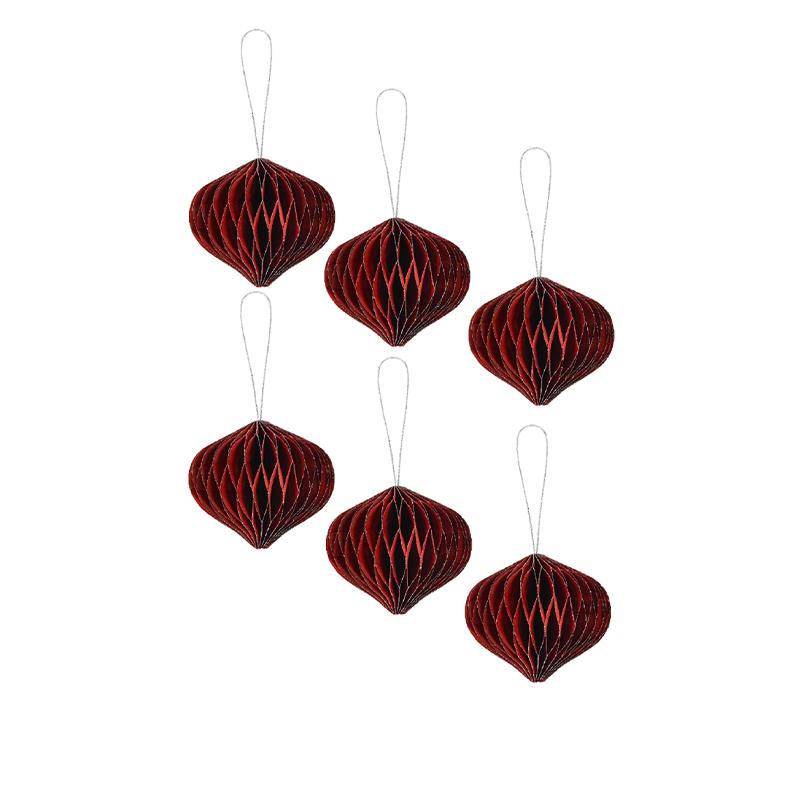 6Pcs Christmas Tree Paper Honeycomb Hanging Decoration Lantern Pendant Home Party Birthday Wedding Decor Ornament Easy Assemble