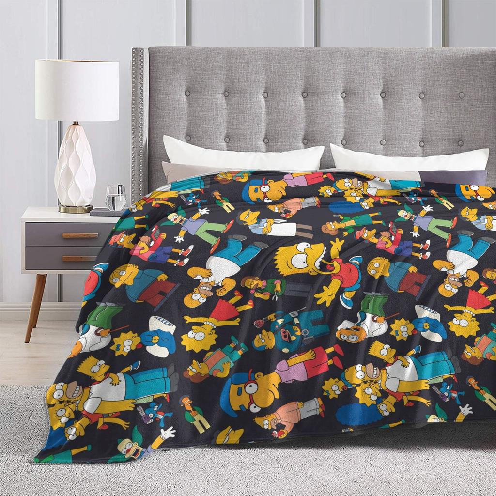 Bart Homer Lisa Marg Blanket The S-Simpsons Super Soft Print Plush Throw Blanket For Living Room Flannel Bedspread Bed Cover