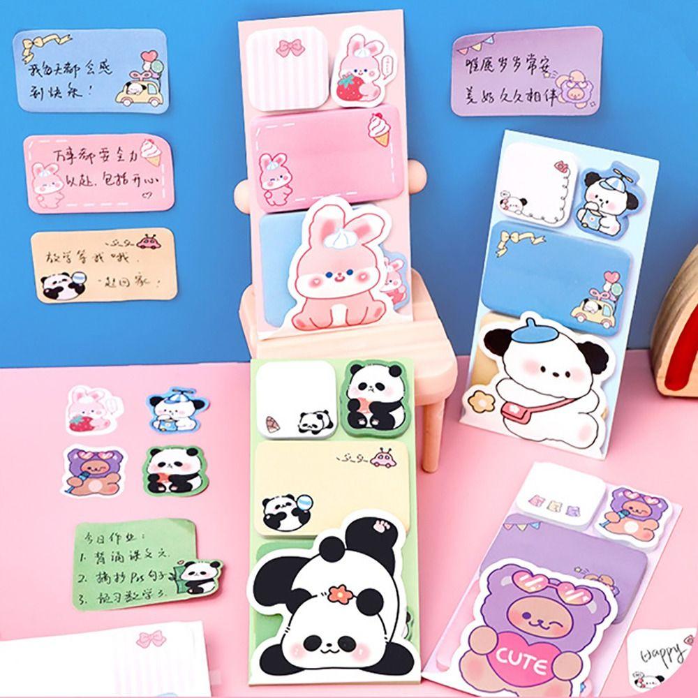 100Sheets Stationery Sticky Notes Cartoon Animals Message Notes Portable Notebook